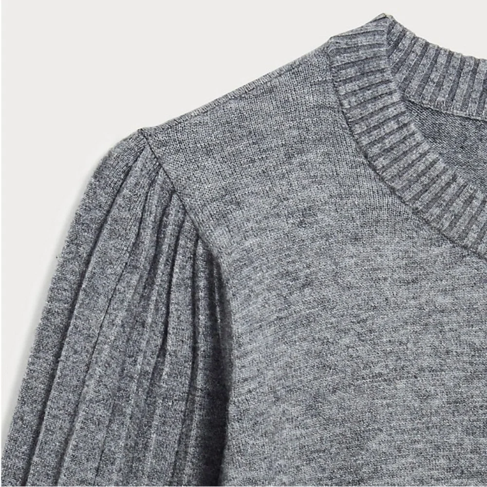 Ann Taylor LOFT Pleated Balloon Sleeve Soft Wool Blend Sweater